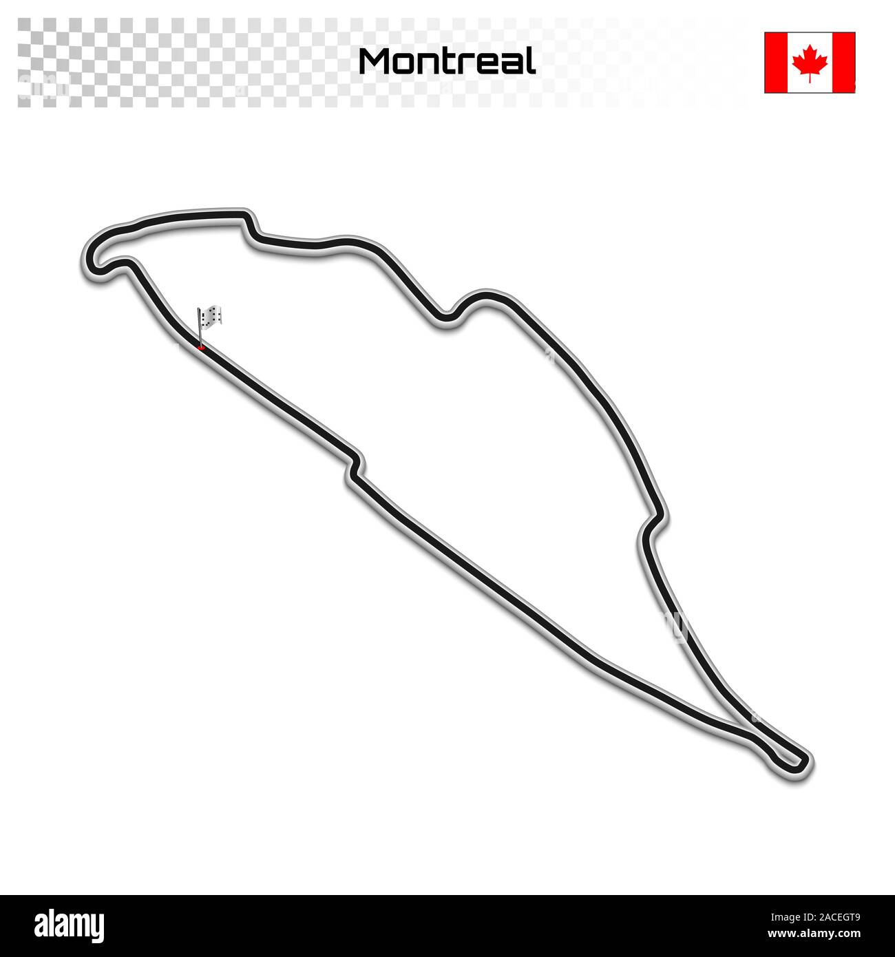 Le circuit de Montréal pour le sport automobile et d'autosport. Grand prix canadien des piste de course. Illustration de Vecteur