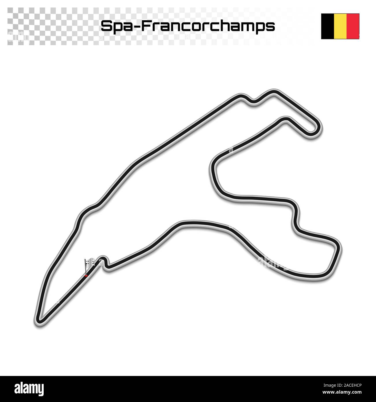 Circuit de Spa-Francorchamps pour le sport automobile et d'autosport. Grand prix de piste de course. Illustration de Vecteur