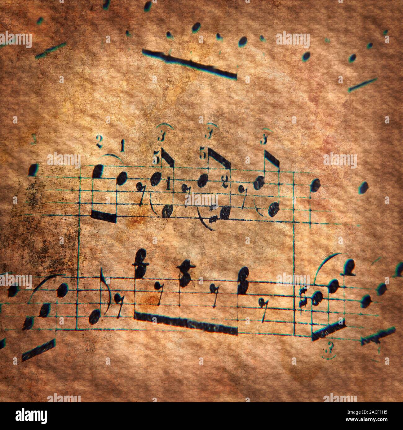 Grunge vintage notes de musique en fond style marron 12x12 vignette papier numérique. Éléments de la page Résumé de la musique de fond pour vos projets graphiques Banque D'Images