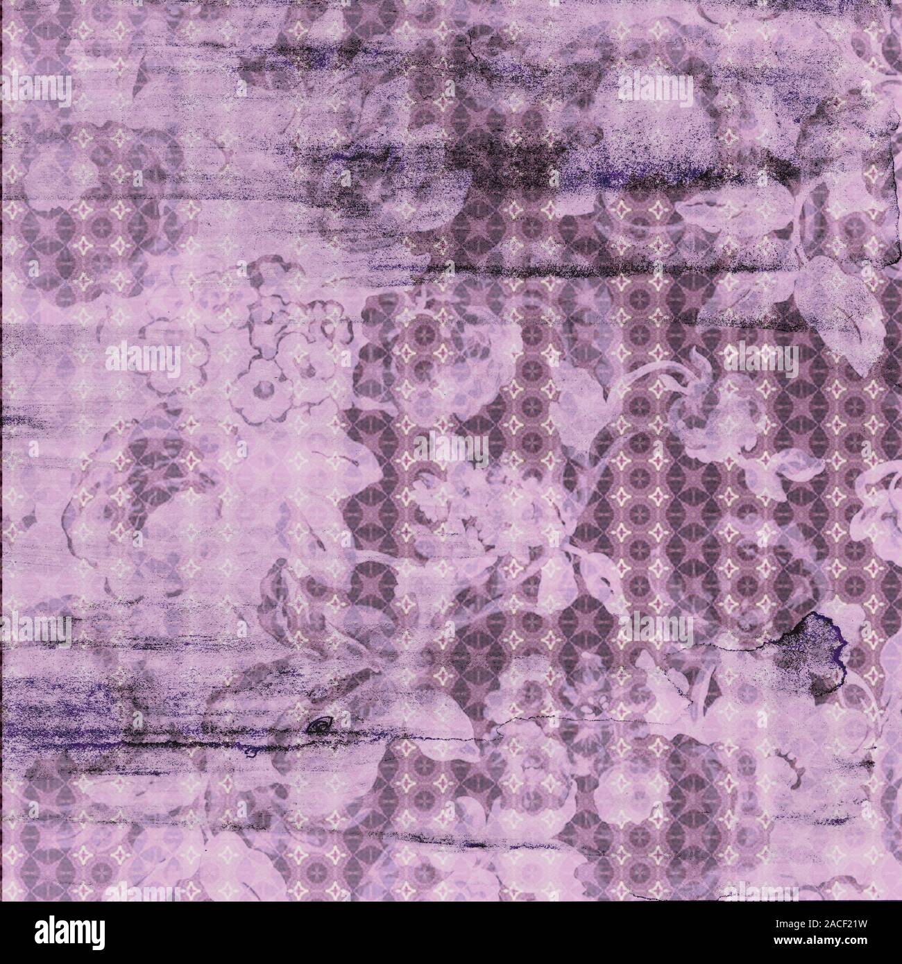 Grunge vintage violet papier numérique. 12 x 12 avec meubles anciens et flairs style avec des fleurs et des sprays. Beaucoup de toiles de fond pour le scrapbooking numérique et papier Banque D'Images