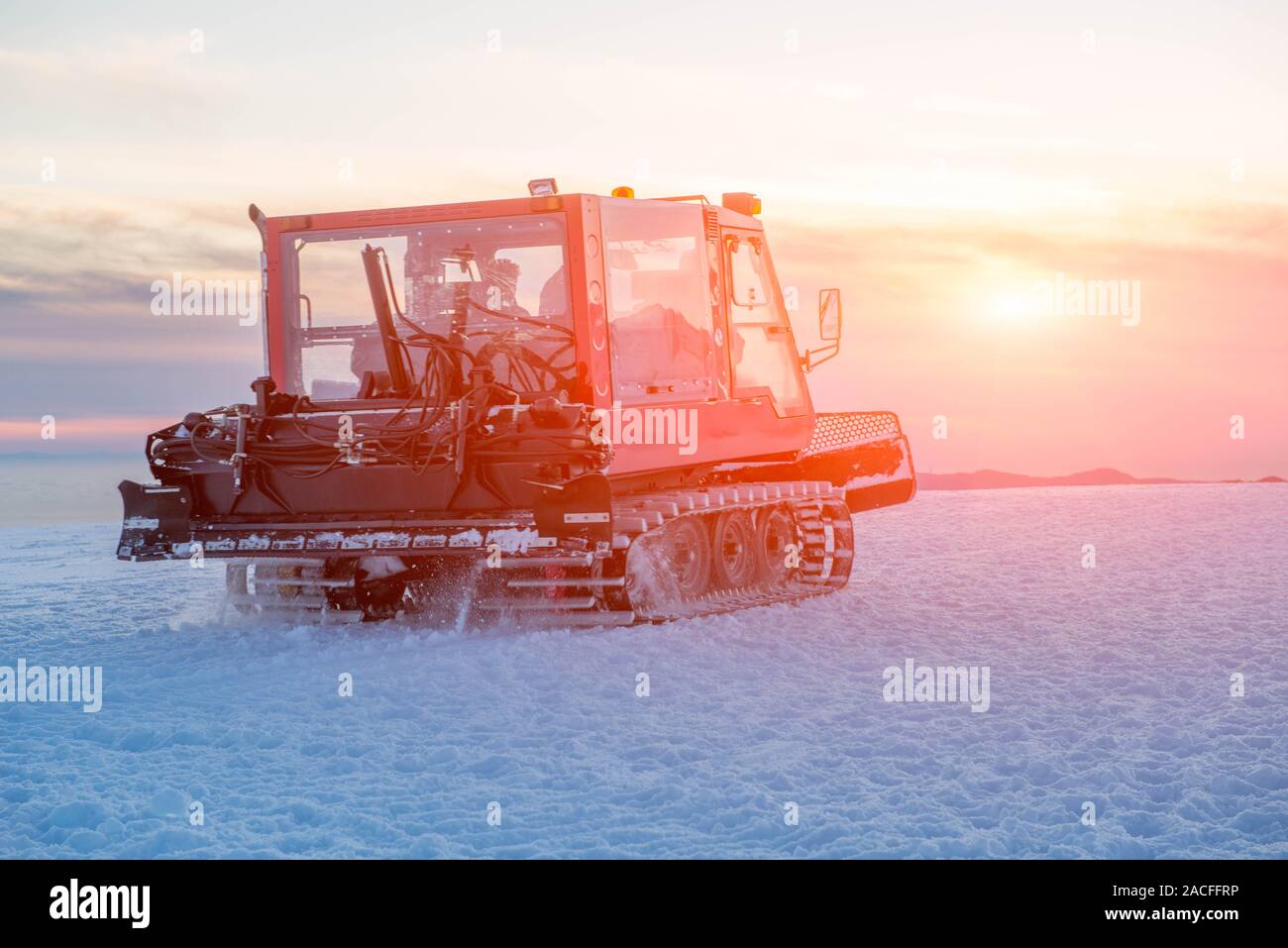 En chenillette utilisée pour se déplacer dans la neige. Banque D'Images