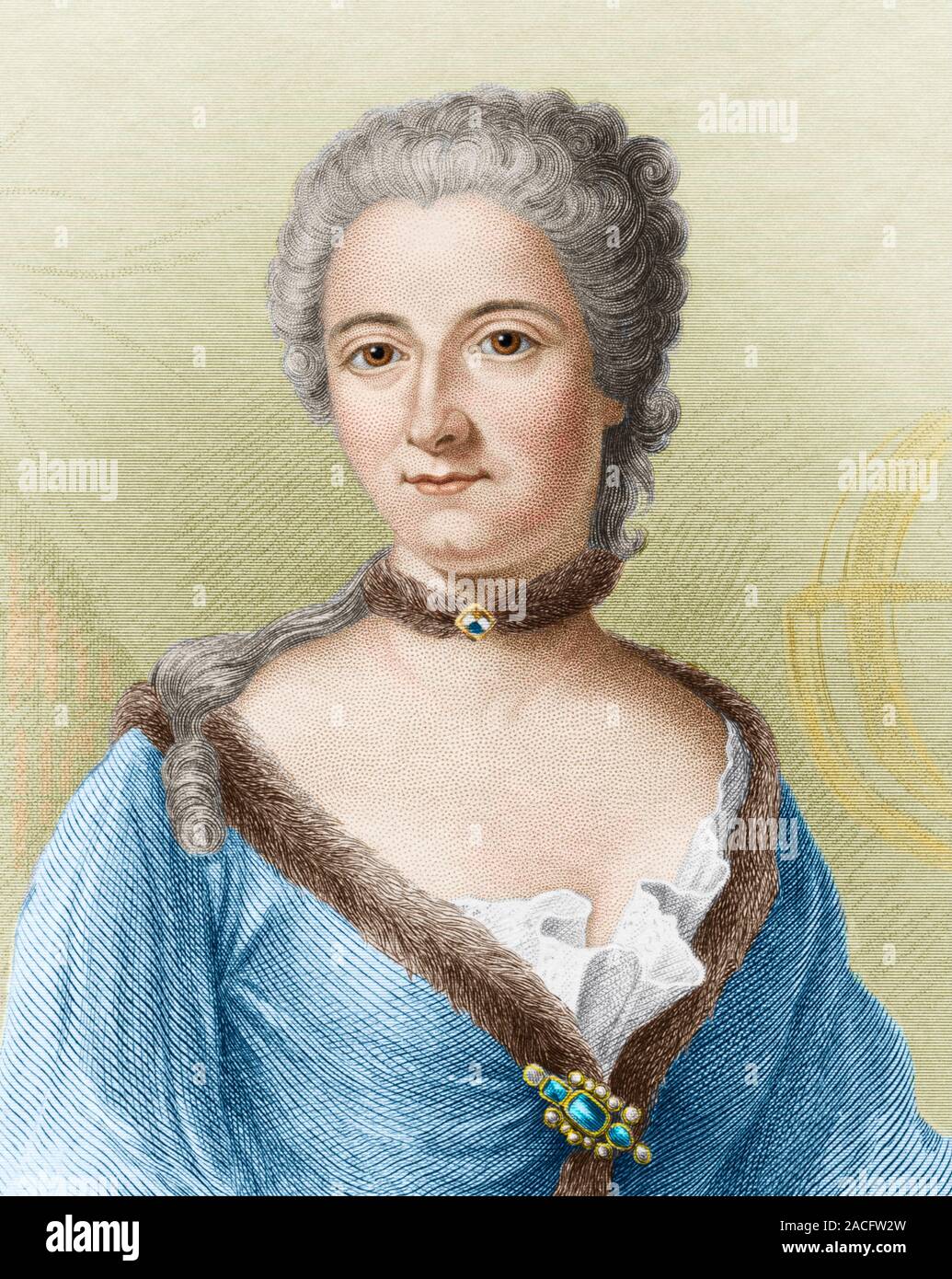 Emilie du Châtelet. Portrait du physicien français Emilie du Châtelet (1706-1749). Du Châtelet est surtout connu pour sa traduction de Isaac Newton's P Banque D'Images