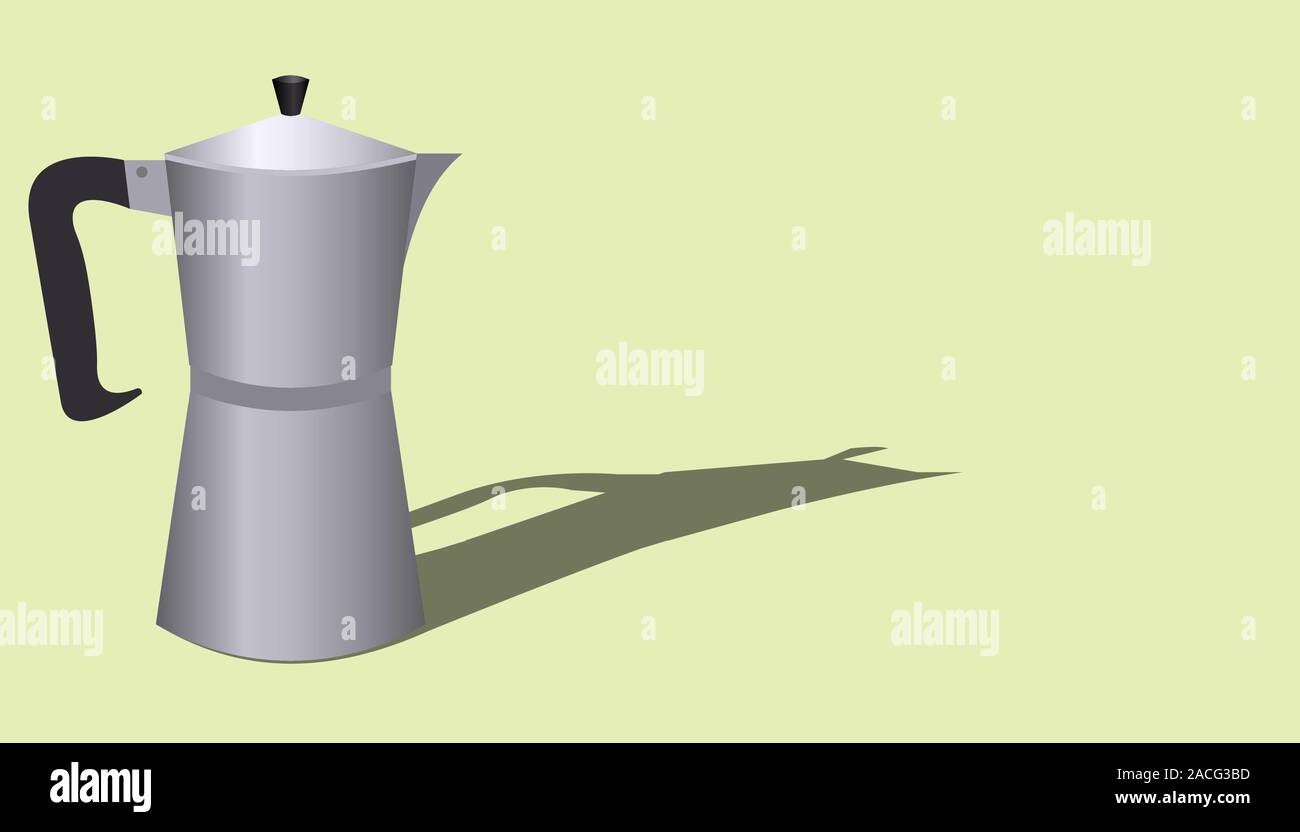 Modèle de page élégant avec geyser italienne cafetière avec place pour le texte sur un fond vert. Télévision vecteur illustration. Illustration de Vecteur