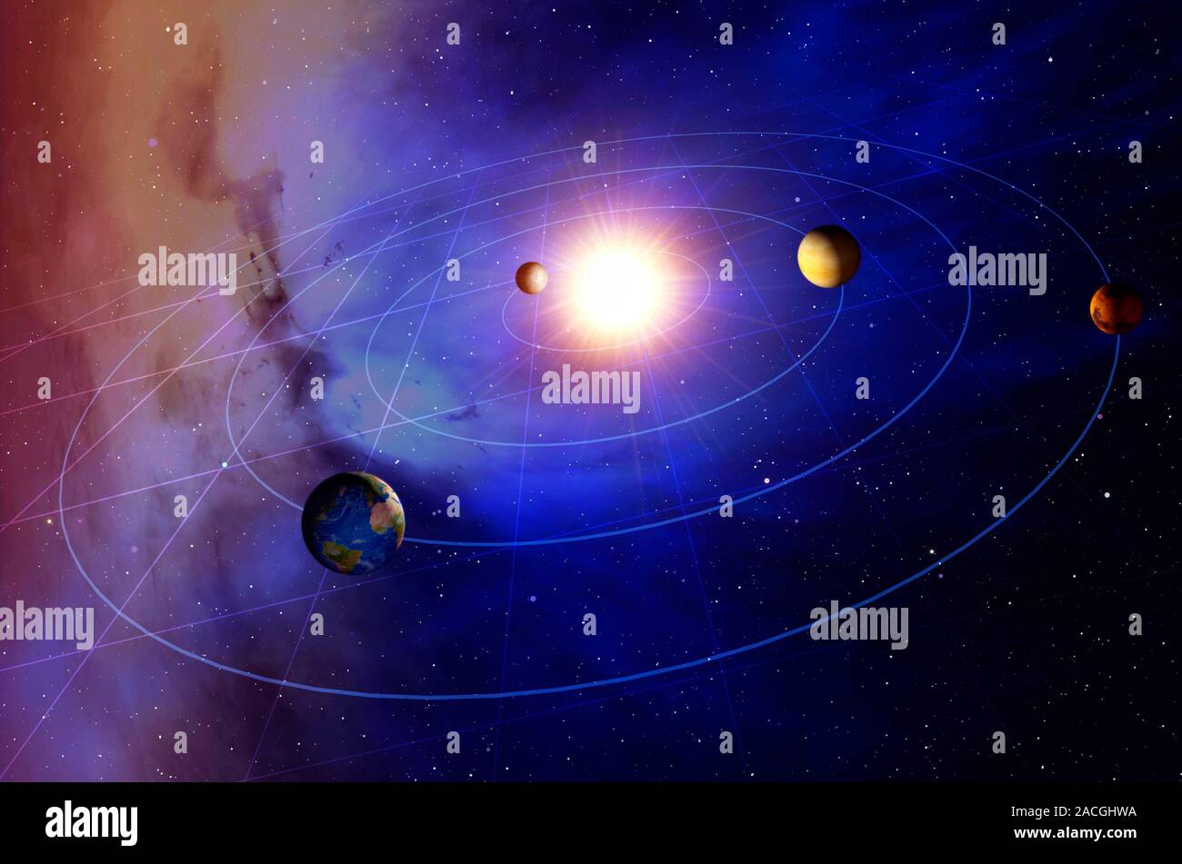 Planètes du système solaire interne. L'oeuvre de l'ordinateur et schéma ...