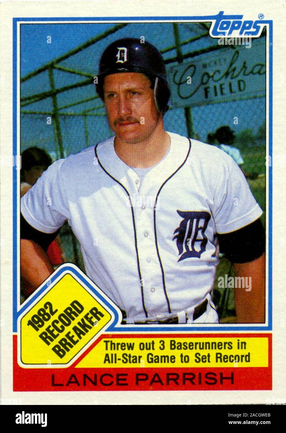 Carte de base-ball 1983 Topps Lance Parrish avec le représentant des Tigers de Detroit. Banque D'Images