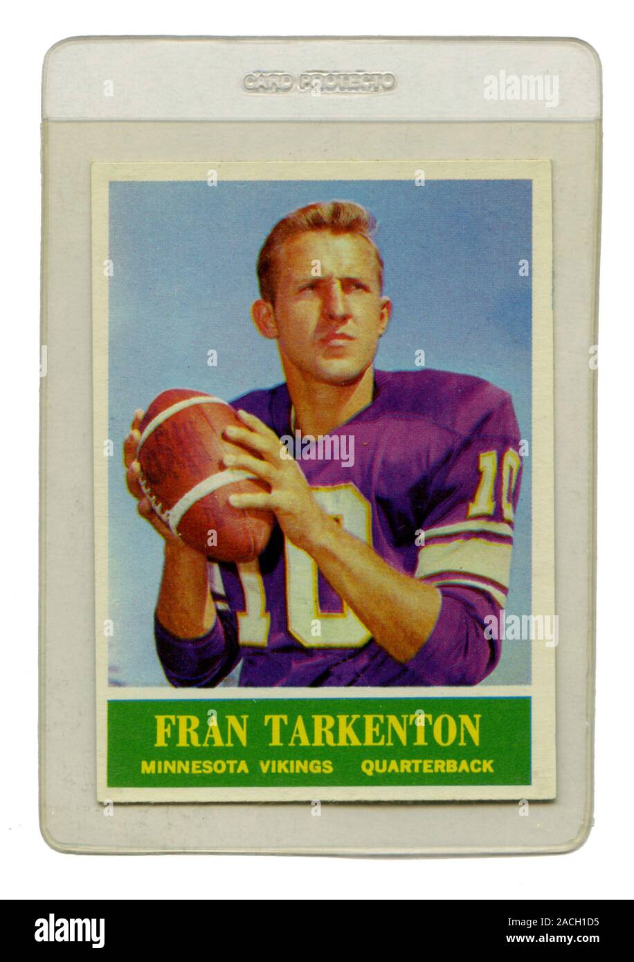 Carte de football classique représentant Fran with Drypoint le quart-arrière avec les Minnesota Vikings émis par la gomme de Philadelphie en 1964. Banque D'Images