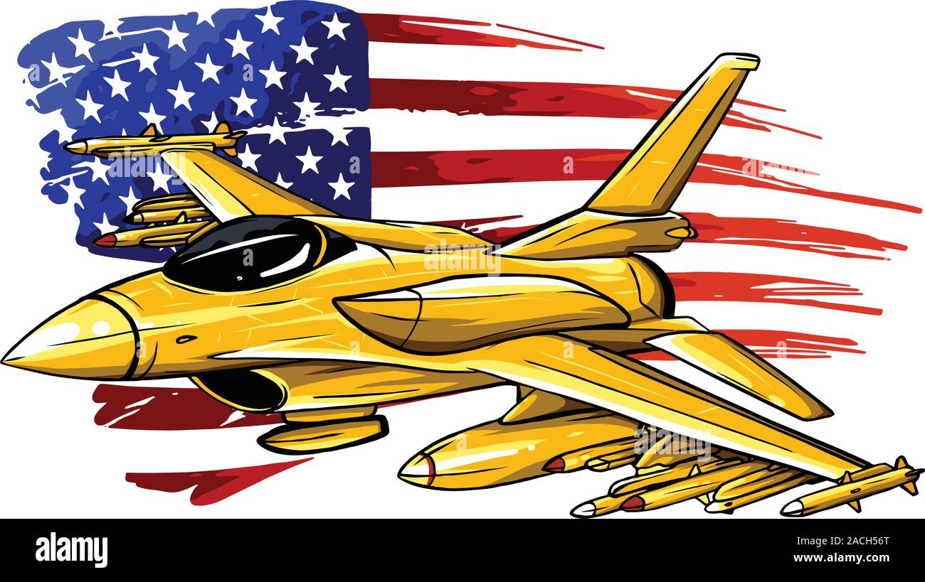 Vector Cartoon Avion de chasse. Variable, bi-moteurs de balayage de l'interarmisation des avions de combat. Illustration de Vecteur