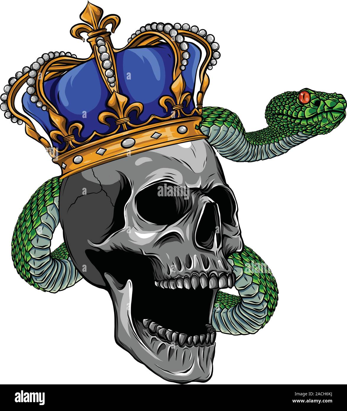 Conception de tatouage coloré avec crâne et serpent. illustration. Illustration de Vecteur