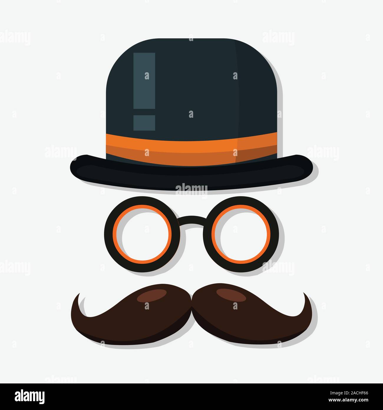 Chapeau melon lunettes et moustache pour hipster ou le jour de père concept  vector illustration Image Vectorielle Stock - Alamy