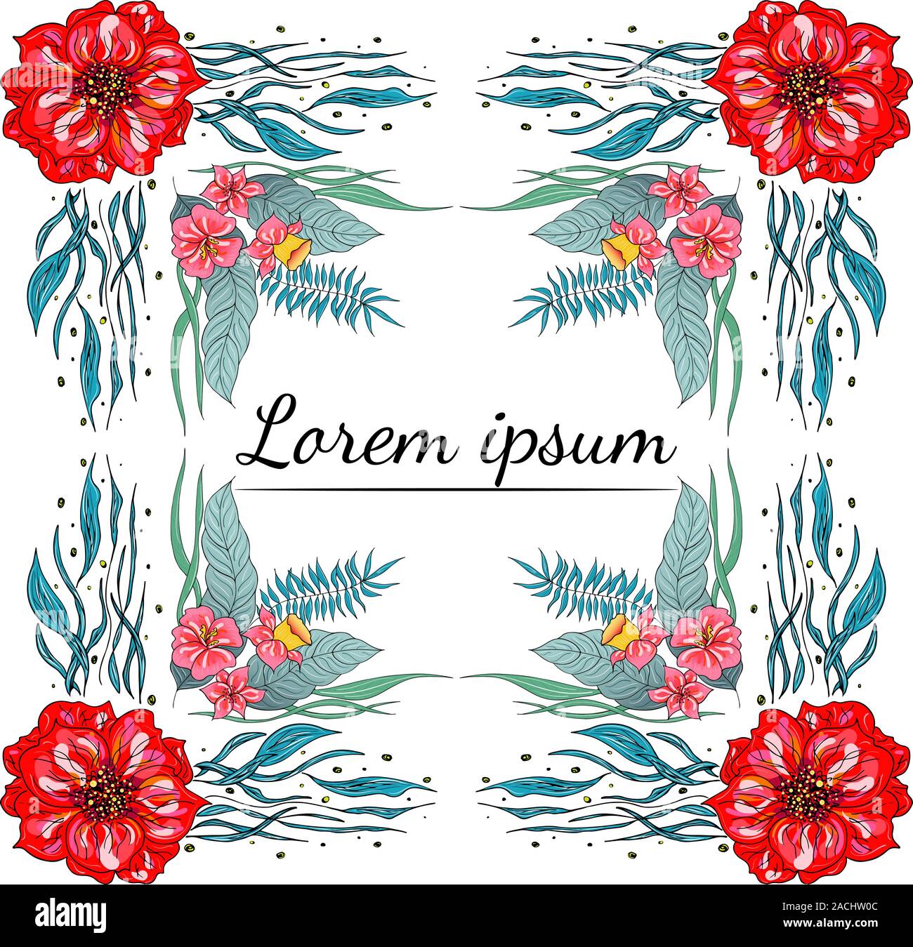 Ensemble de Tropical orchid dessinés à la main, images floral. Illustration du feuillage de la jungle. Jeu Floral. Dessin à la main. Vector collection, isolé. Nous printemps naturel Illustration de Vecteur