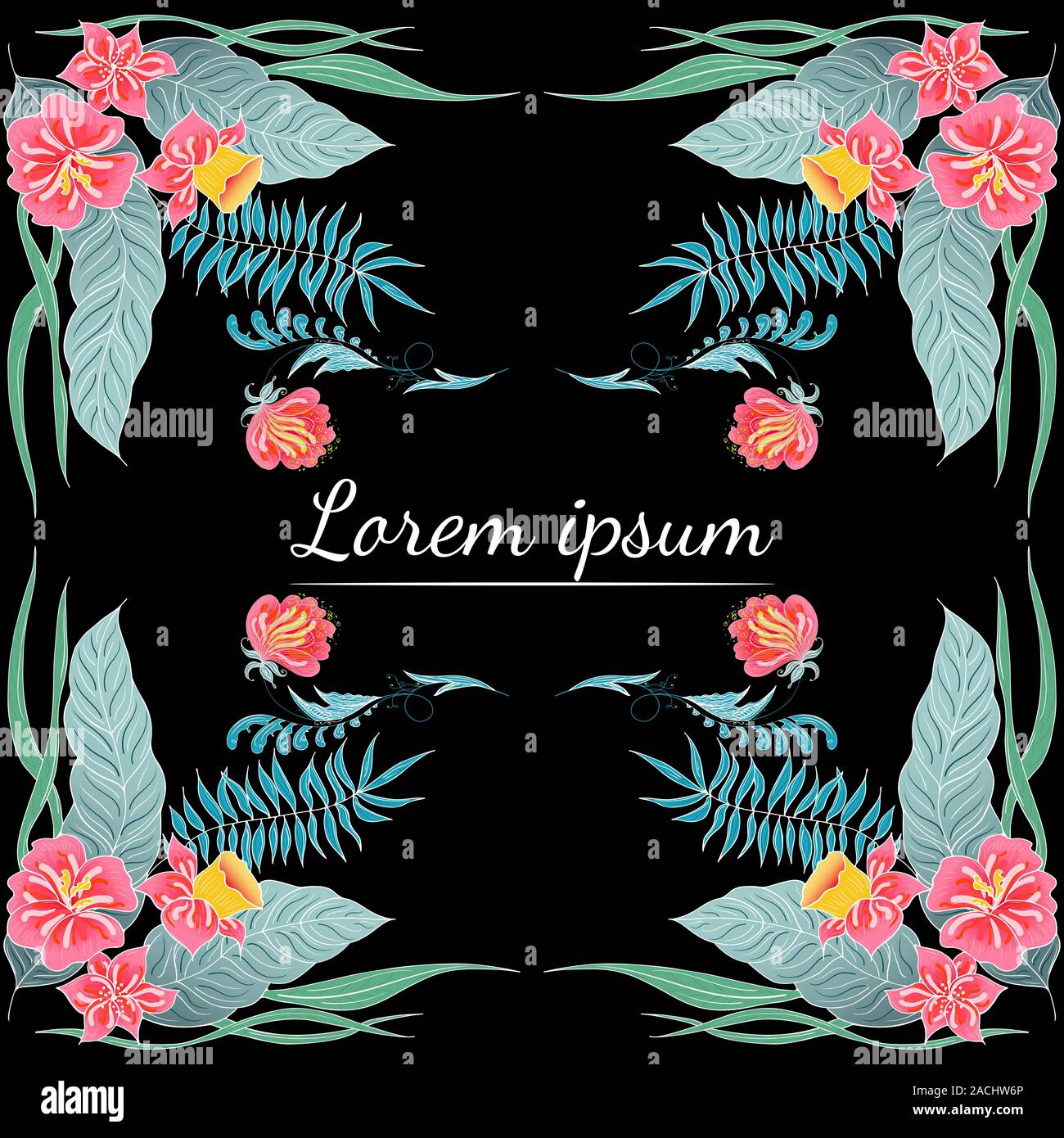 Ensemble de Tropical orchid dessinés à la main, images floral. Illustration du feuillage de la jungle. Jeu Floral. Dessin à la main. Vector collection, isolé. Nous printemps naturel Illustration de Vecteur