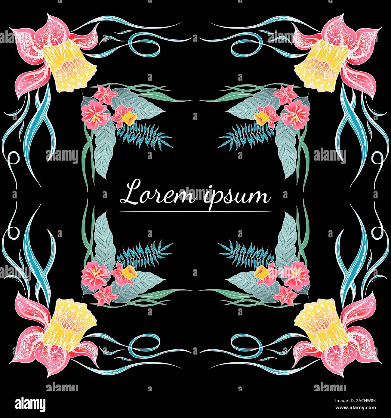 Ensemble de Tropical orchid dessinés à la main, images floral. Illustration du feuillage de la jungle. Jeu Floral. Dessin à la main. Vector collection, isolé. Nous printemps naturel Illustration de Vecteur