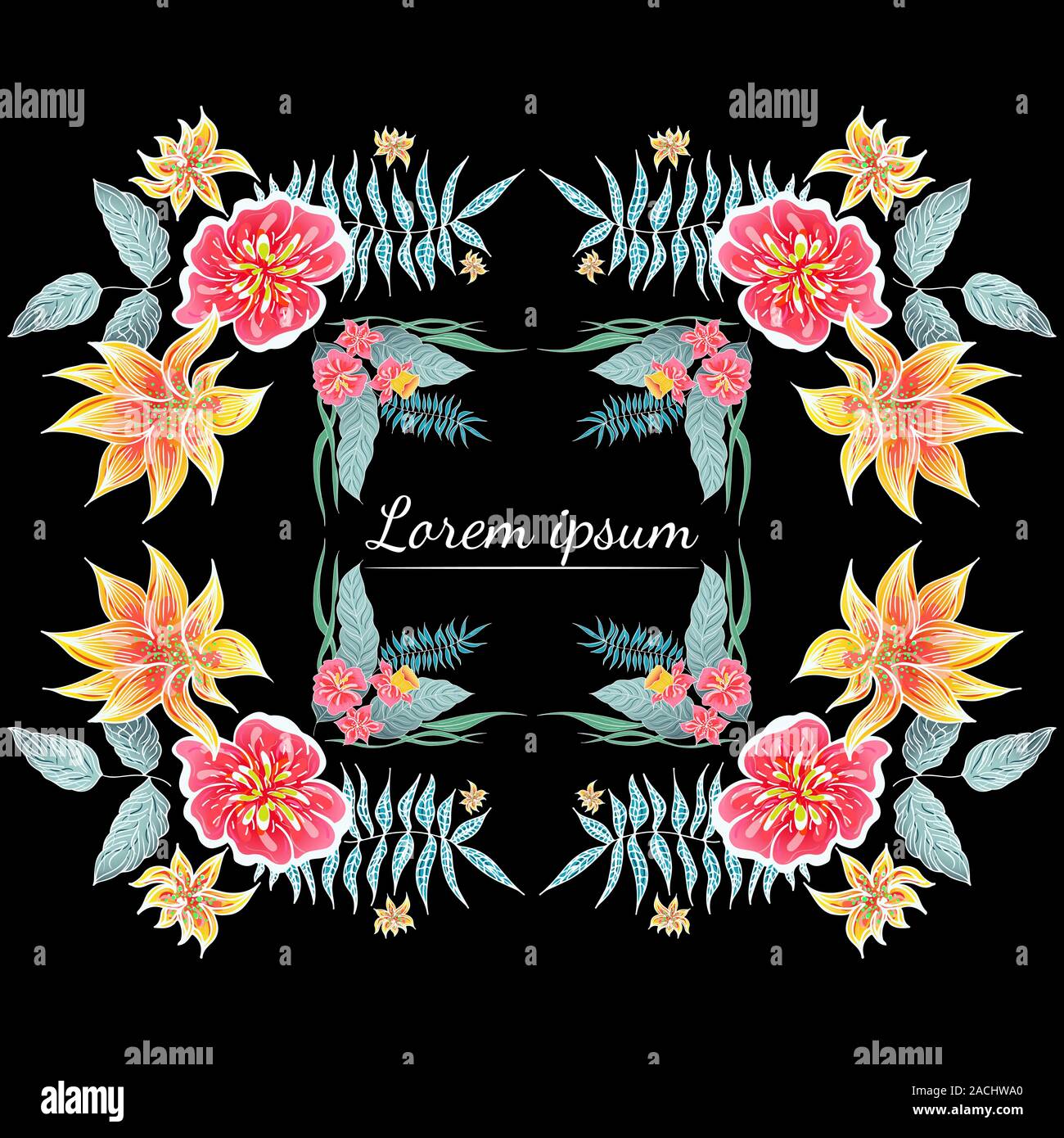 Ensemble de Tropical orchid dessinés à la main, images floral. Illustration du feuillage de la jungle. Jeu Floral. Dessin à la main. Vector collection, isolé. Nous printemps naturel Illustration de Vecteur