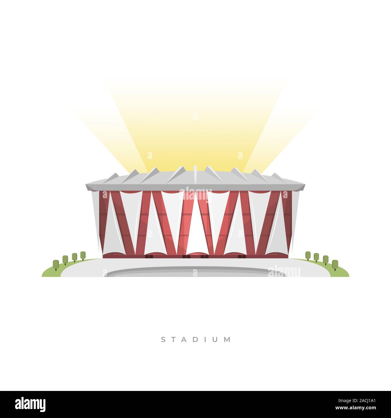 Sport stadium, stade de football. Vue avant arène sportive sur l'extérieur. Illustration de Vecteur