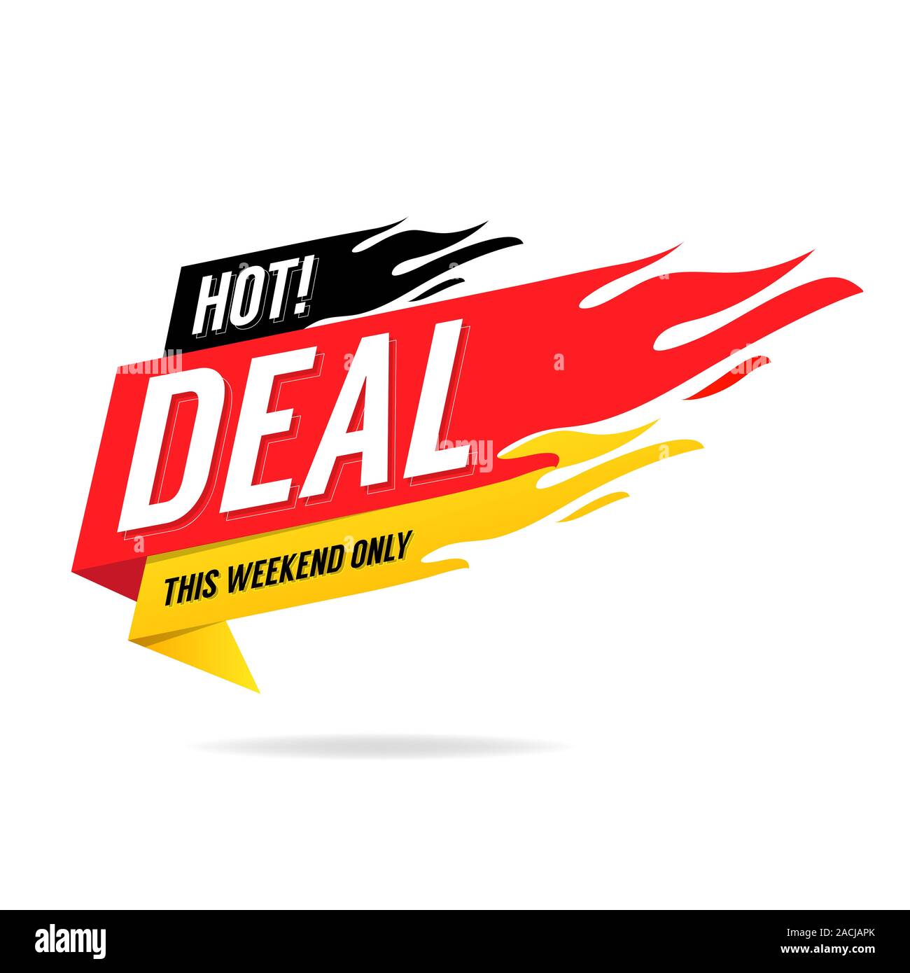 Hot Deal bannière. Ce week-end seulement, grosse vente, commode. Illustration de Vecteur