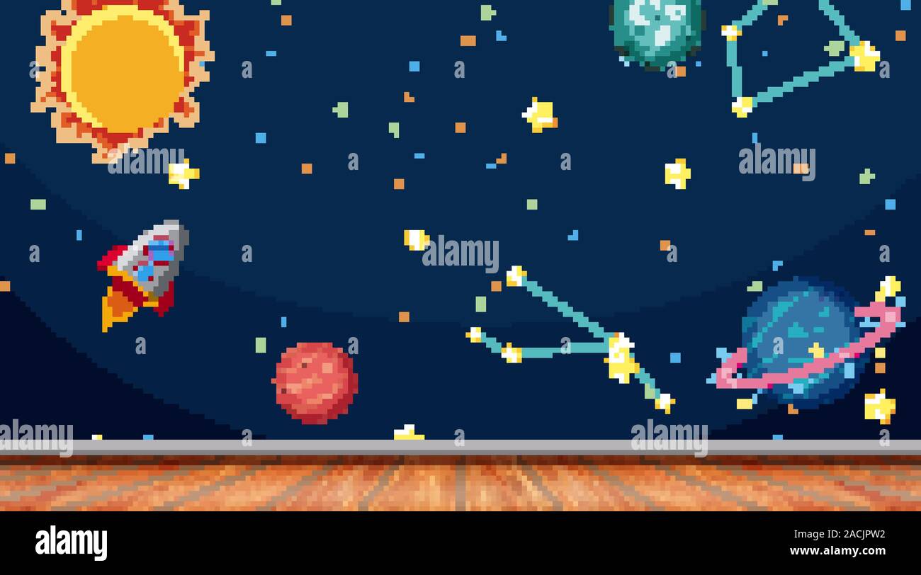 Chambre avec espace papier peint et sol plancher illustration Illustration de Vecteur