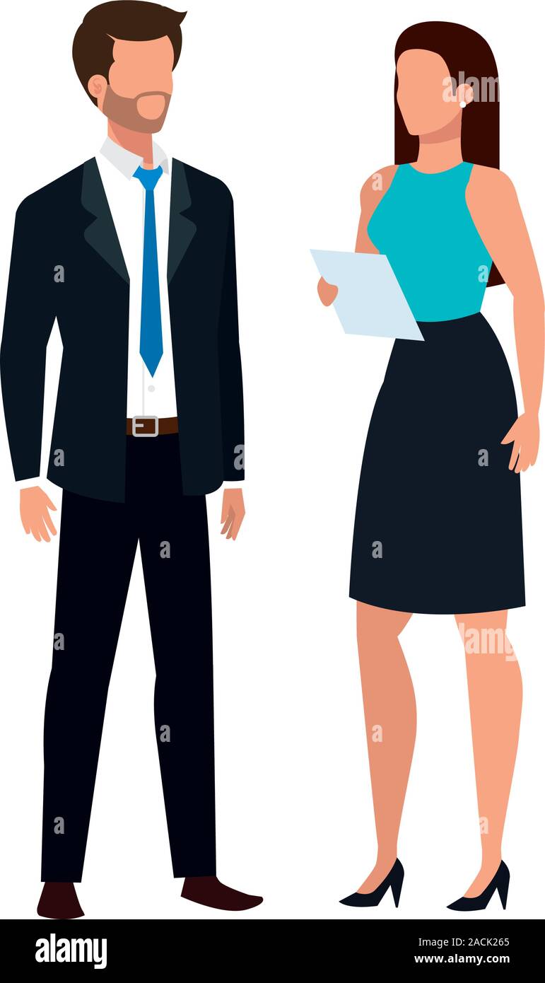 Couple d'affaires élégant caractère avatar Illustration de Vecteur