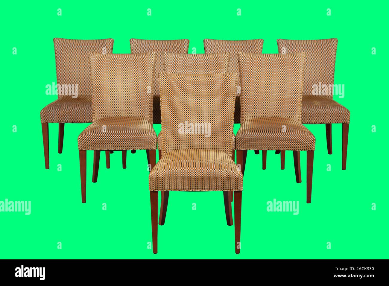 Jeu de chaise pour l'intérieur isolé sur fond vert avec clipping path Banque D'Images