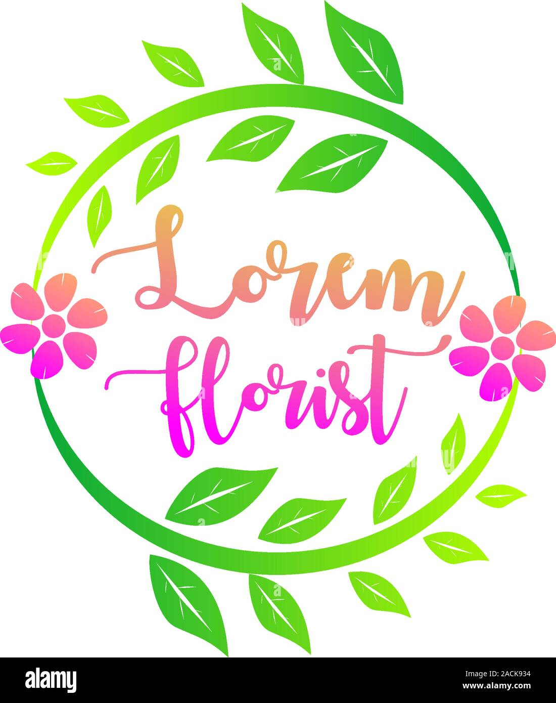 Modèle de conception de logo fleuriste, florale, fleur, Concept Logo feuilles, vert, rouge, rose Illustration de Vecteur