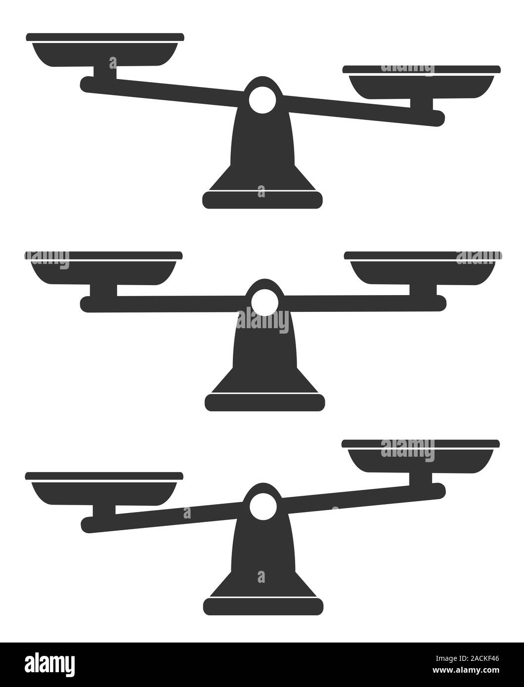 Bols de balances en équilibre, un déséquilibre des balances. Vector illustration. Illustration de Vecteur