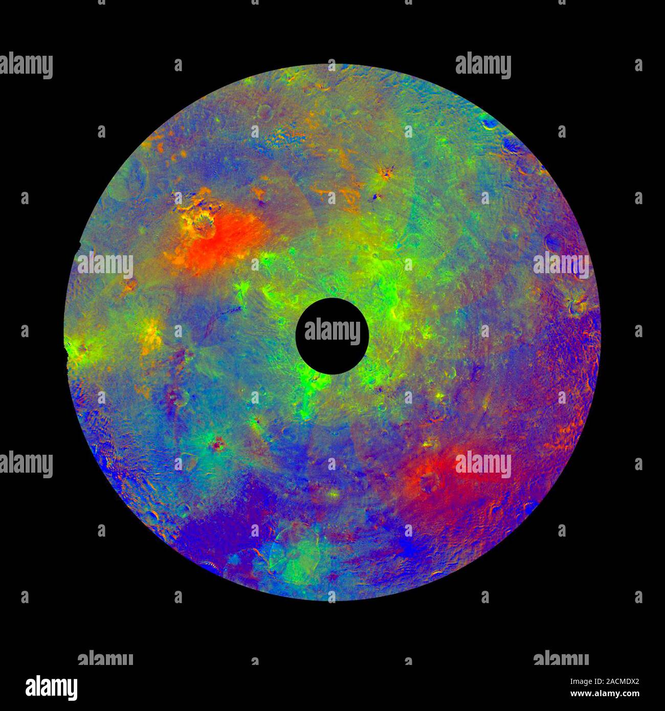 Composition de l'astéroïde Vesta, carte. Image satellite l'aube de Vesta,  un gros astéroïde de 530 kilomètres de diamètre. Les couleurs correspondent  à wavele Photo Stock - Alamy