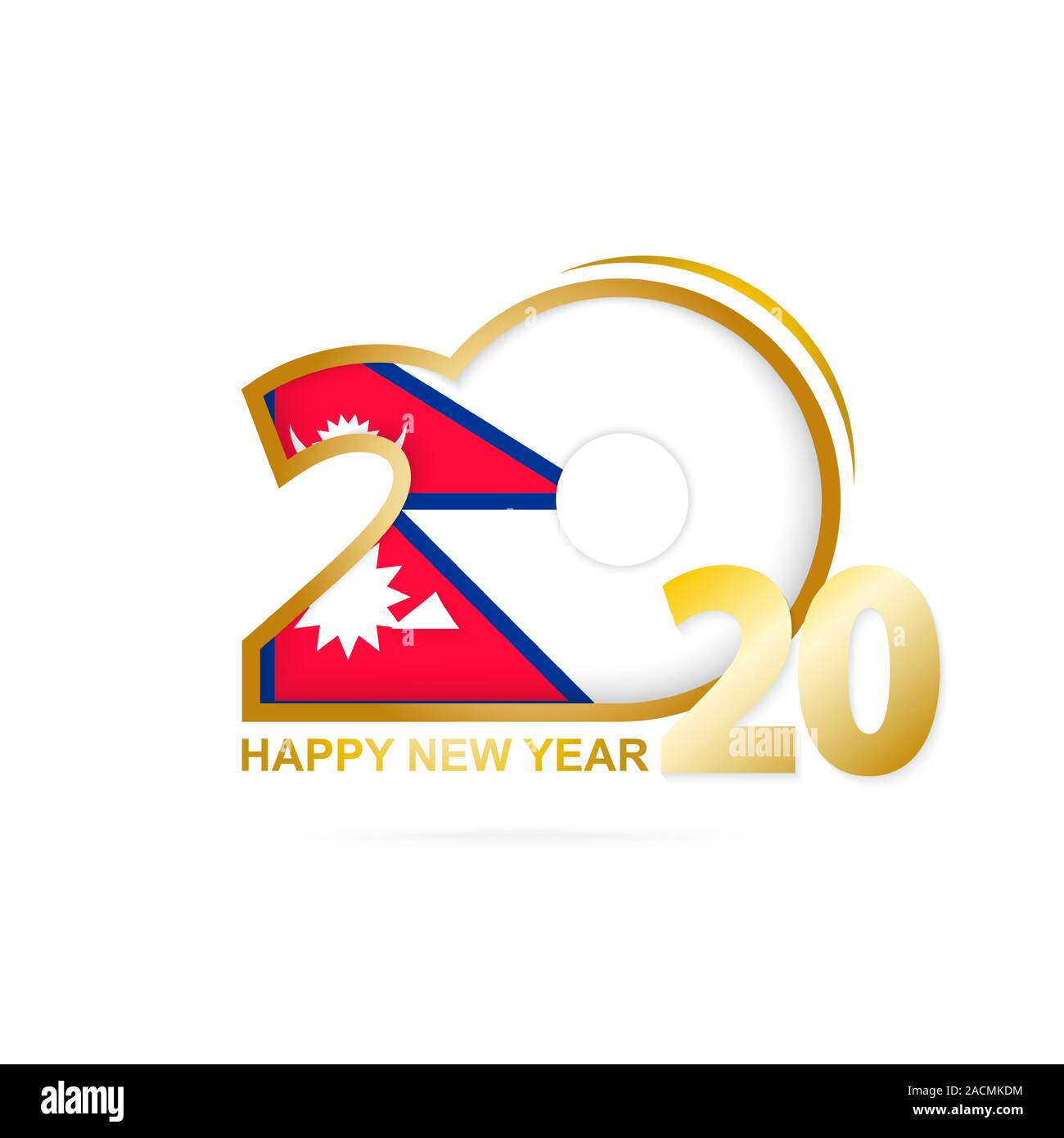 Année 2020 avec drapeau du Népal. Bonne Année Design. Vector Illustration. Illustration de Vecteur