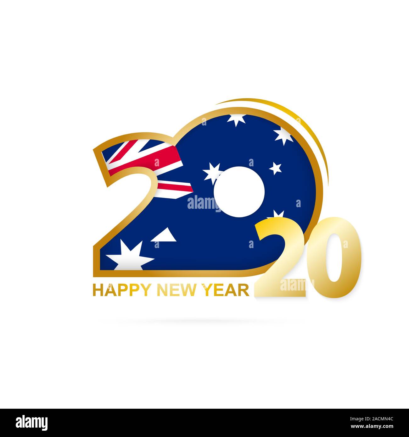 Année 2020 avec drapeau de l'Australie. Bonne Année Design. Vector Illustration. Illustration de Vecteur