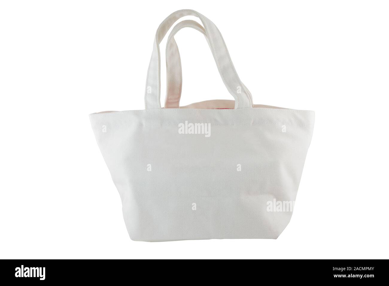 Sac en coton blanc sur blanc Banque D'Images