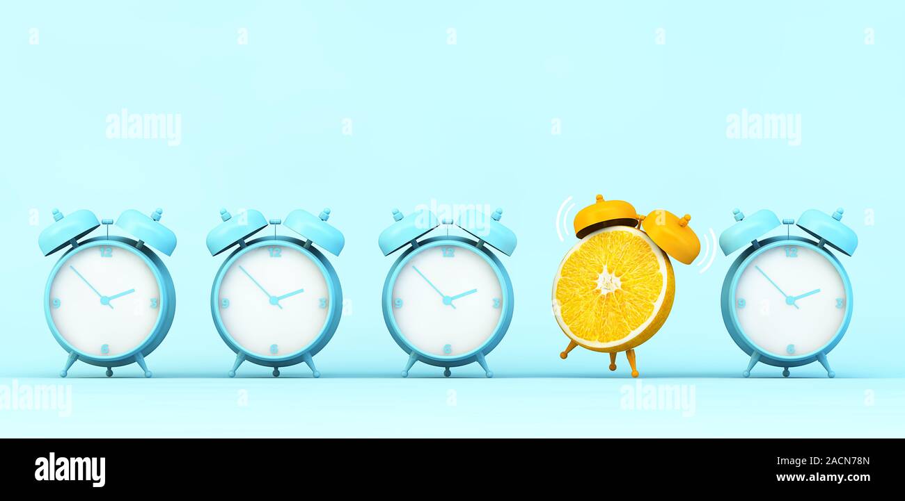 Concept de l'horloge orange collection de rendu 3D Banque D'Images