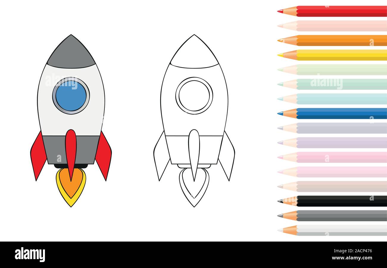 Fusée de coloriage, crayons illustration vecteur EPS10 Illustration de Vecteur