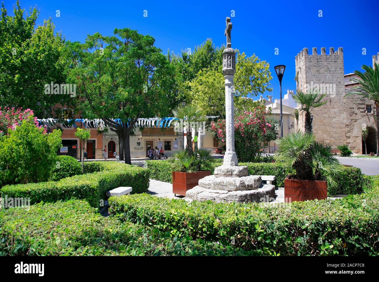 La Porta del Moll porte, vieille ville d'Alcudia, Playa de Muro, Majorque, Baléares, Espagne Banque D'Images