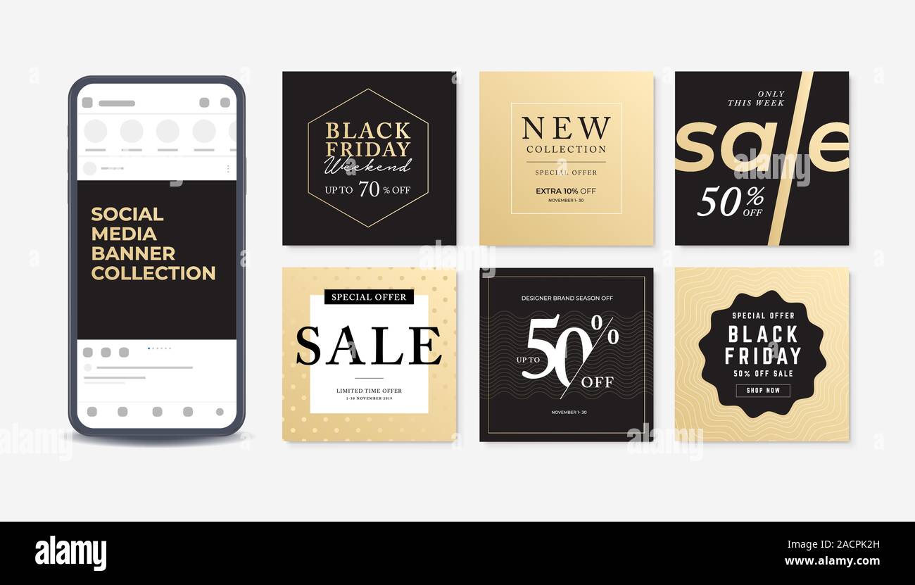 La promotion moderne de bannière web carré sur les médias sociaux. Ensemble de vente Modèle de page design. Illustration de Vecteur