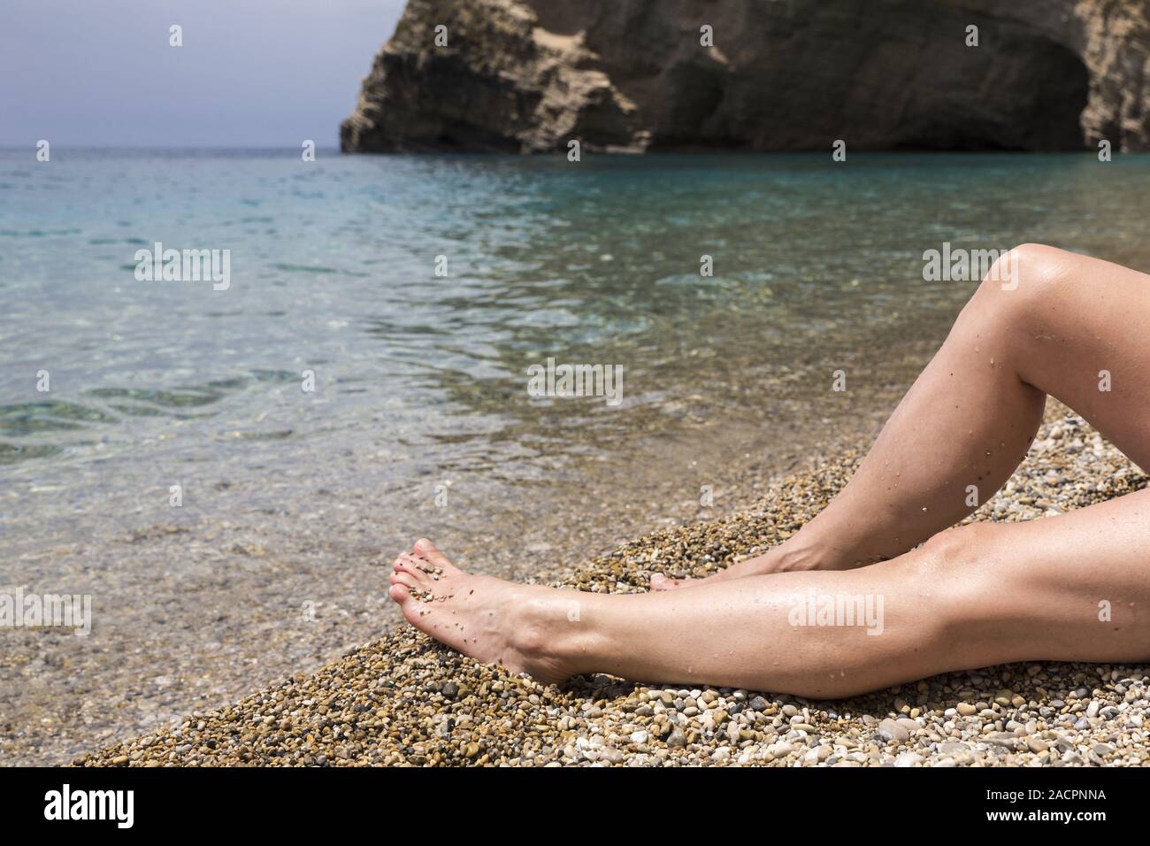 Au Paradise Beach près de Paleokastritsa, Corfou Banque D'Images