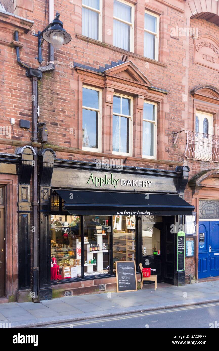 Point de vente au détail,boulangerie Appleby pour les pâtisseries et produits traiteur sur Broughgate, Appleby, Cumbria. Appleby a été l'historique ville du comté de Westmorland. Banque D'Images