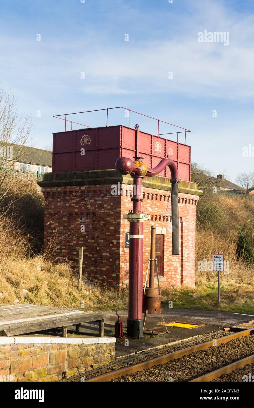 Château d'eau à Appleby gare sur la régler à Carlile ligne de chemin de fer. Banque D'Images