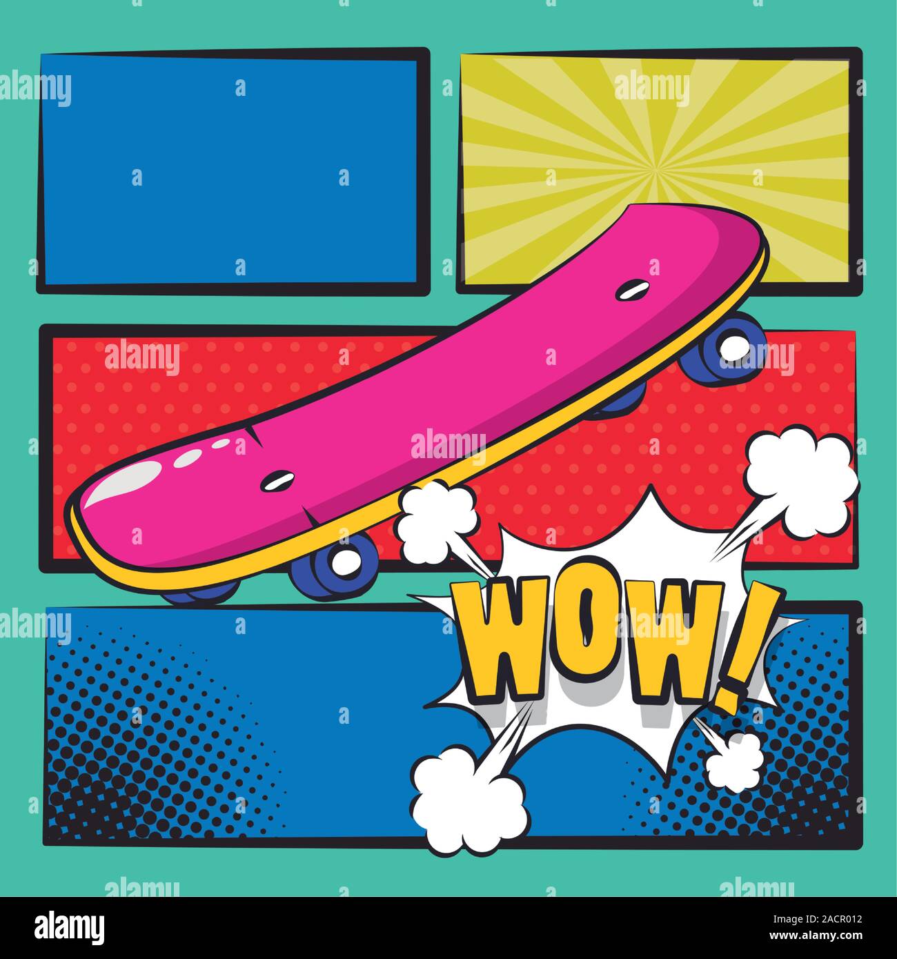 Poster pop art style avec skateboard Image Vectorielle Stock - Alamy