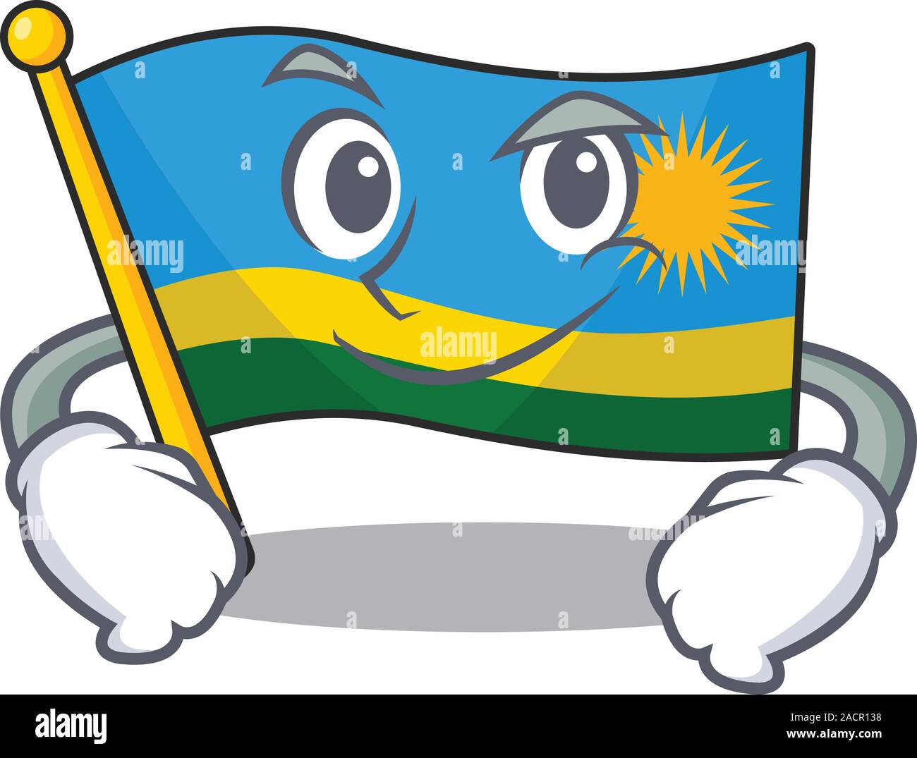 Le Rwanda drapeau mascot cartoon style avec visage souriant Illustration de Vecteur