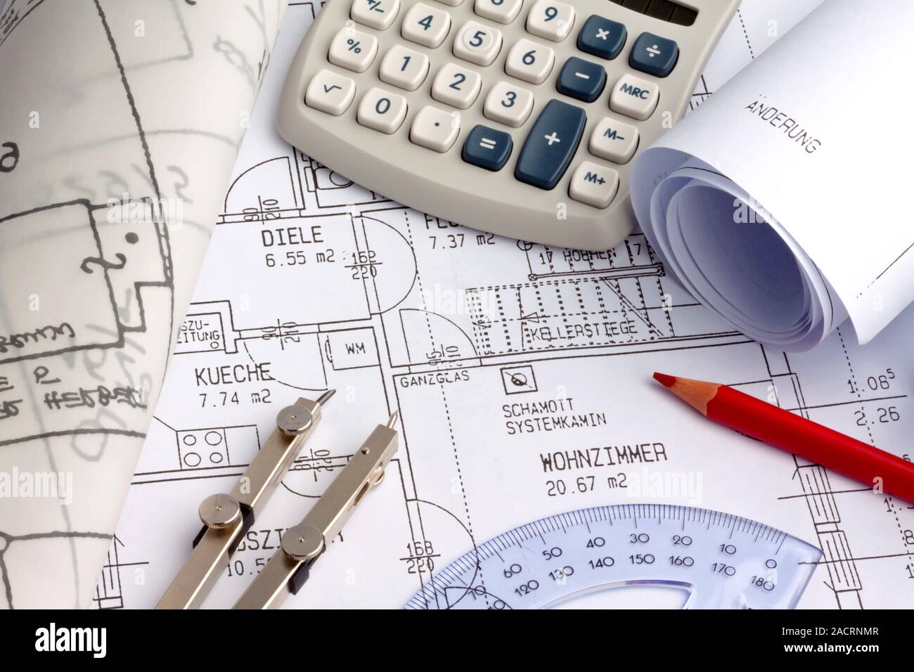 Plan de construction d'un bâtiment résidentiel de construction. Banque D'Images