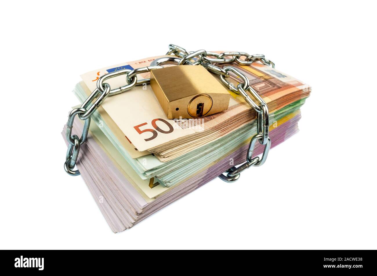 Billets avec chaîne et cadenas Banque D'Images