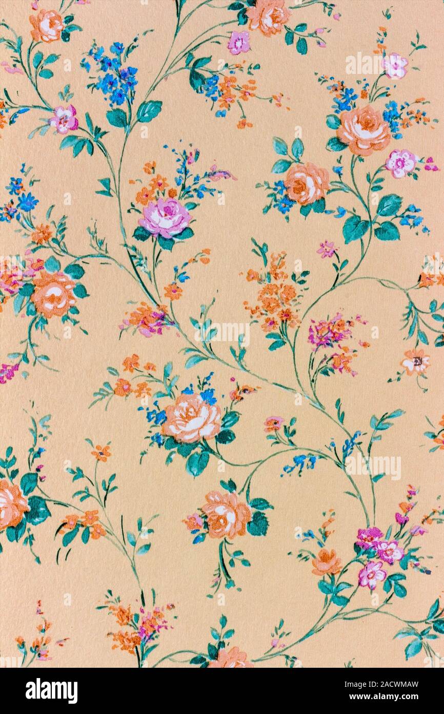Ancienne rétro papier peint des fleurs, l'arrière-plan, backgroun Banque D'Images
