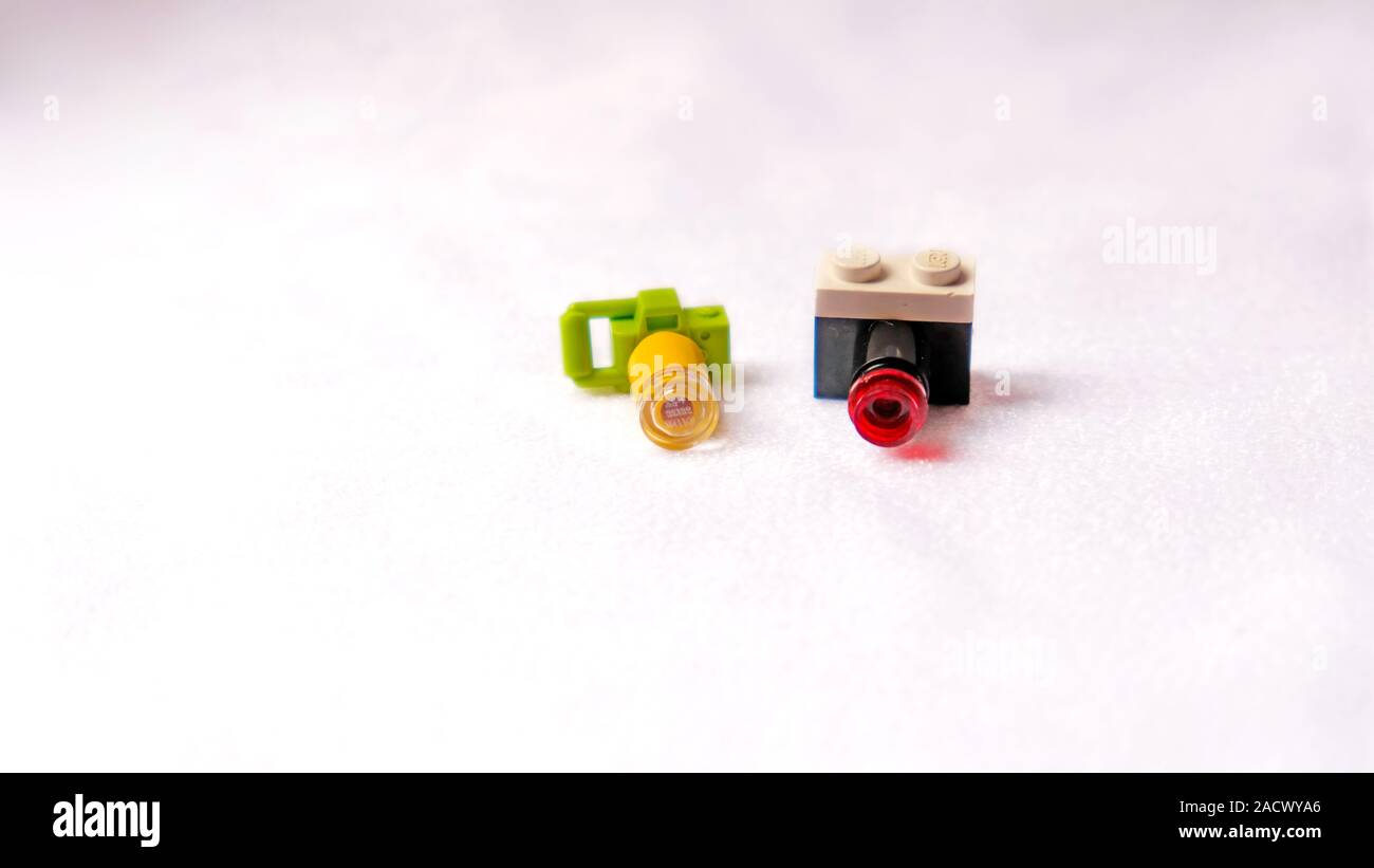 Les caméras à partir de Lego designer un enfant Banque D'Images
