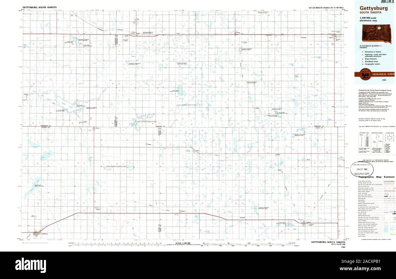 Carte du dakota du sud de gettysbourg Banque d'images détourées Alamy