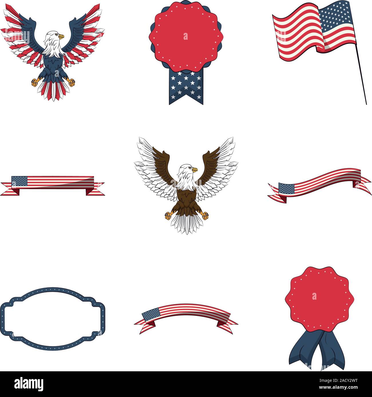 Ensemble d'icônes set usa Illustration de Vecteur