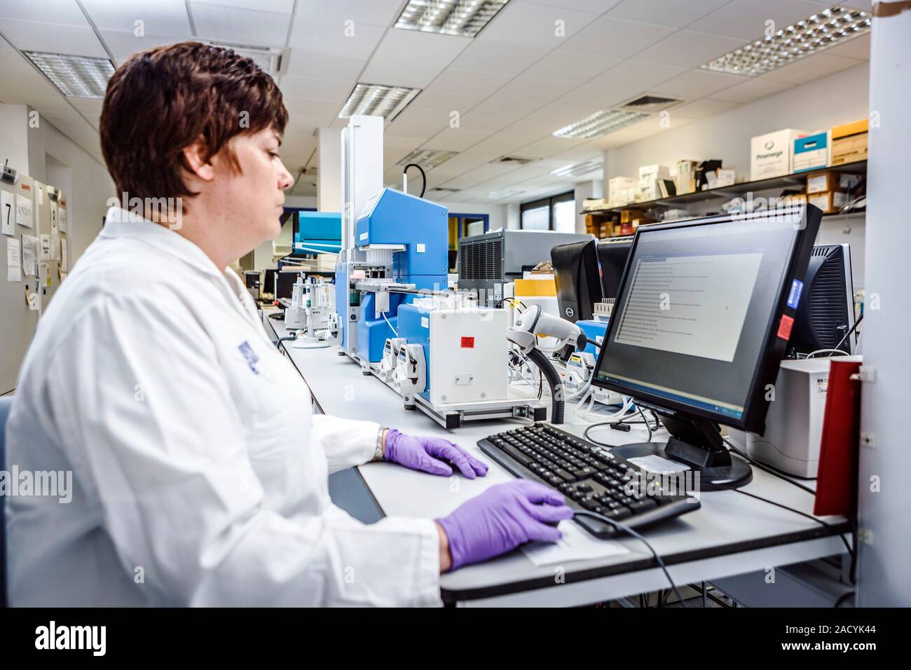 Criblage à haut débit. Chercheur scientifique à l'aide d'un  écran-CyBi-machine de criblage à haut débit (HTS) de la machine dans un  laboratoire. HTS permet à un nombre énorme de Photo Stock -