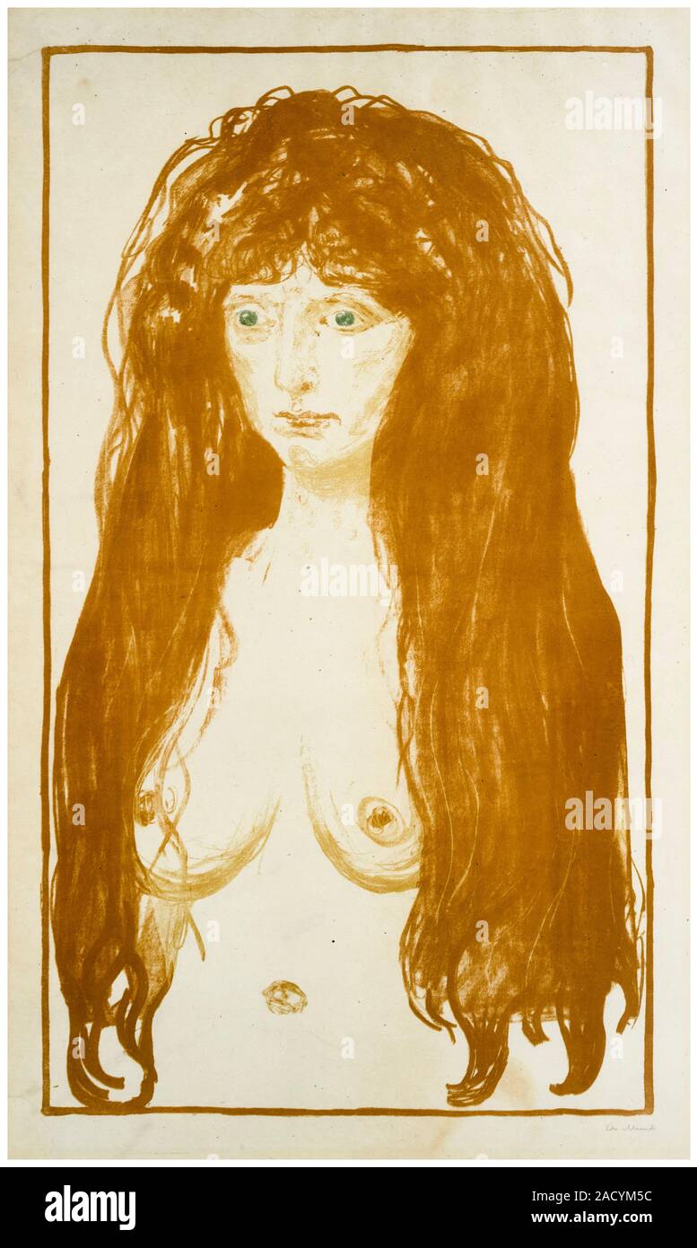 Edvard Munch, le péché, (femme aux cheveux rouges et les yeux verts), print, 1902 Banque D'Images Edvard Munch, le péché, (femme aux cheveux rouges et les yeux verts), print, 1902 Banque D'Images