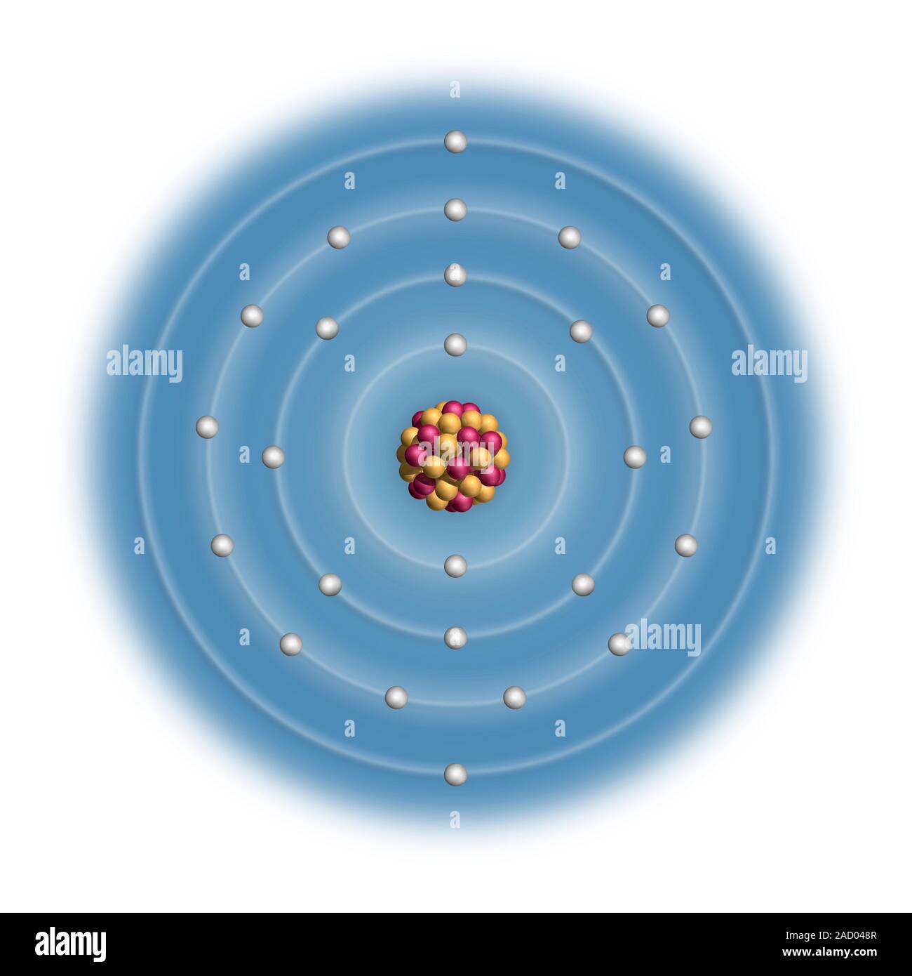 Le manganèse (Mn). Schéma de la composition nucléaire et configuration