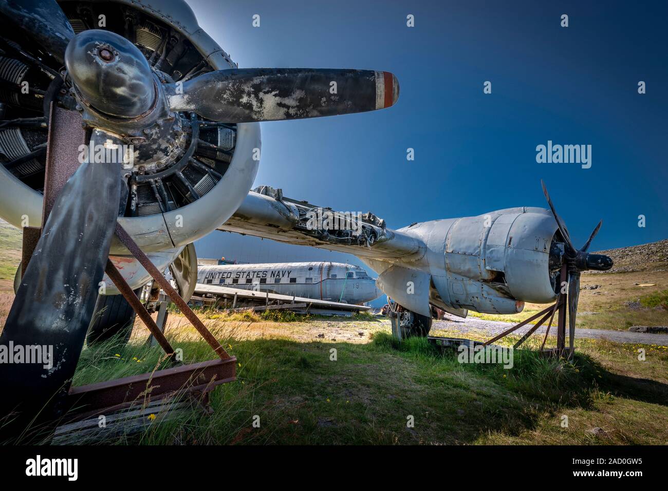 Platanes-US Navy Douglas C-117D , Hnjotur Musée Avion, Fjords de l'Ouest, l'Islande Banque D'Images
