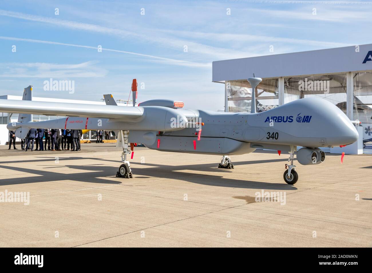 BERLIN, ALLEMAGNE - Apr 27, 2018 : Reconnaissance d'Airbus IAI Eitan UAV drone inébranlable sur l'affichage à l'ILA Berlin Air Show. Banque D'Images