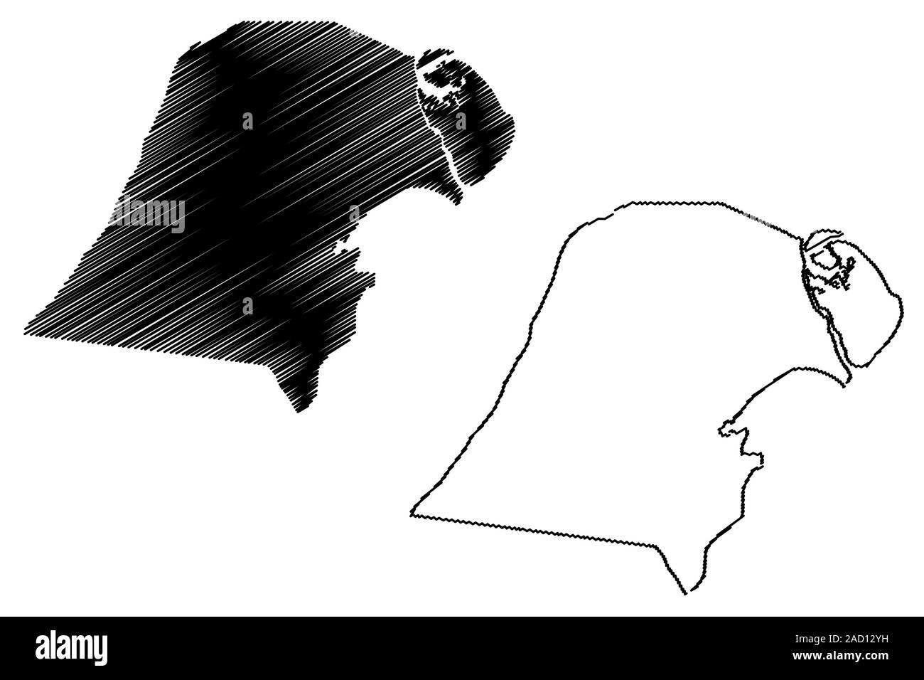Le gouvernorat de Jahra (Etat du Koweït, Gouvernorats du Koweït) map vector illustration, scribble sketch carte Jahra Illustration de Vecteur