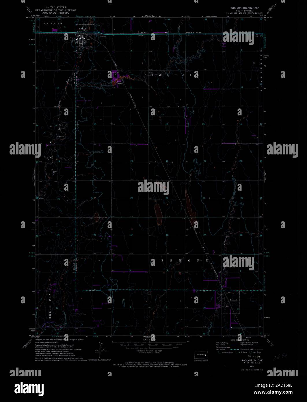 Carte du dakota du sud iroquois Banque de photographies et d’images à
